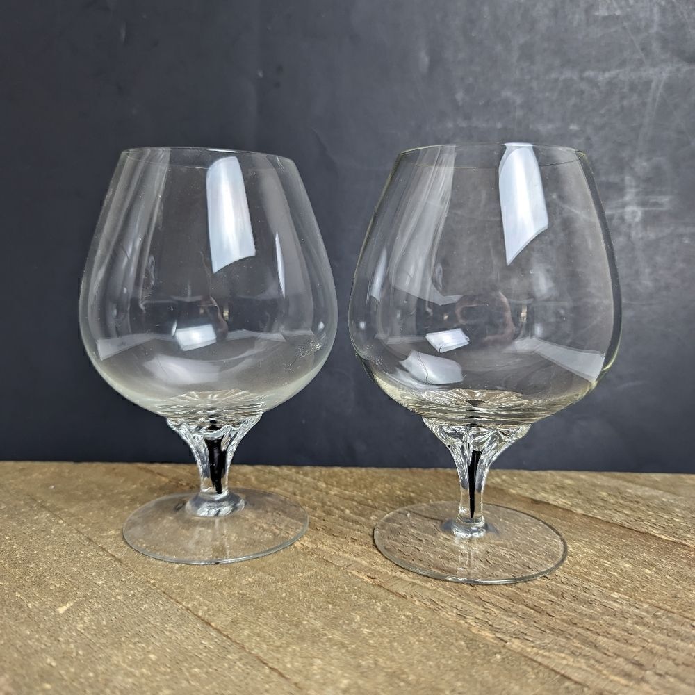 Belfor Exquisite Black stem cognac glass set of  2